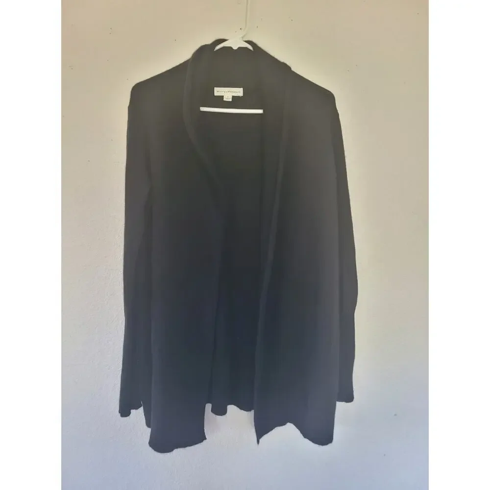 White + Warren Cashmere Women's Black Long Sleeve Cardigan S‎ #14